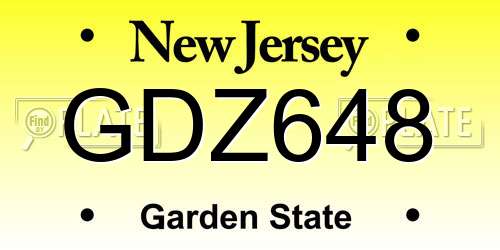 GDZ648 New Jersey License Plate