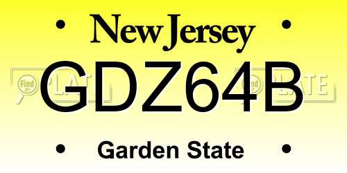 GDZ64B New Jersey License Plate