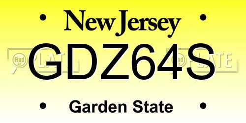 GDZ64S New Jersey License Plate