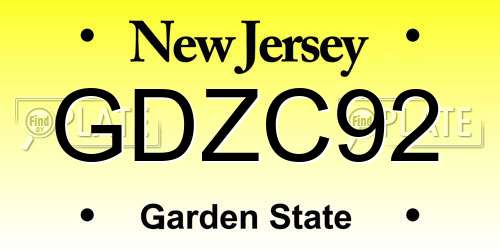 GDZC92 New Jersey License Plate