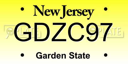 GDZC97 New Jersey License Plate