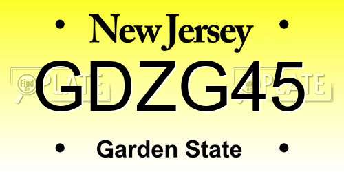 GDZG45 New Jersey License Plate