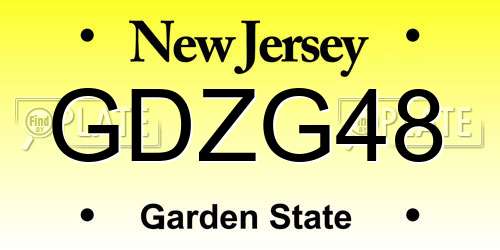 GDZG48 New Jersey License Plate