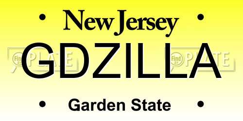 GDZILLA New Jersey License Plate