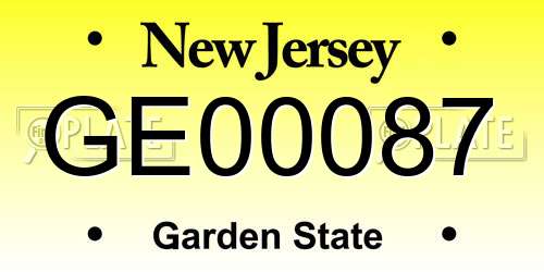 GE00087 New Jersey License Plate