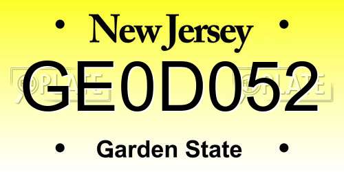 GE0D052 New Jersey License Plate