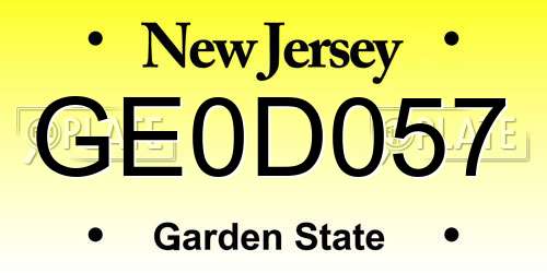 GE0D057 New Jersey License Plate