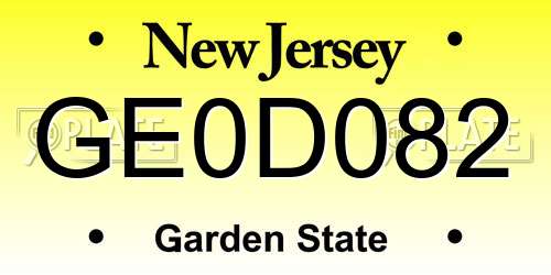 GE0D082 New Jersey License Plate