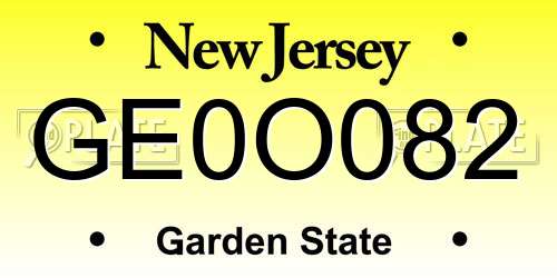 GE0O082 New Jersey License Plate