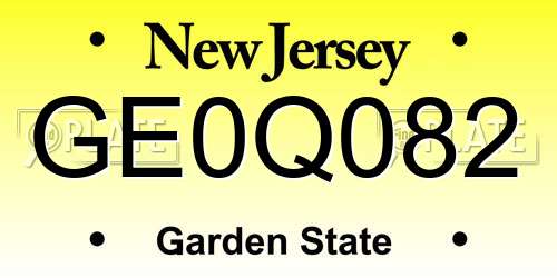 GE0Q082 New Jersey License Plate
