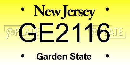 GE2116 New Jersey License Plate