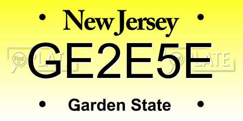 GE2E5E New Jersey License Plate
