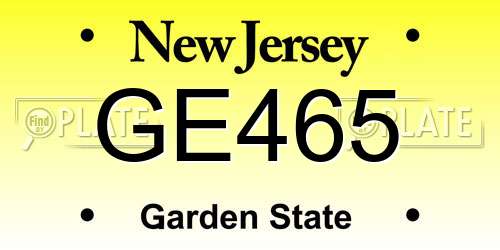 GE465 New Jersey License Plate