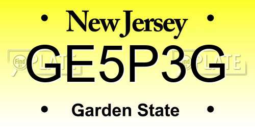 GE5P3G New Jersey License Plate