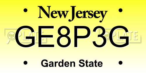 GE8P3G New Jersey License Plate