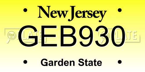 GEB930 New Jersey License Plate