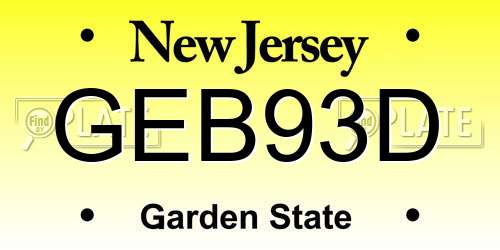 GEB93D New Jersey License Plate