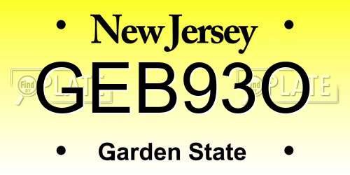 GEB93O New Jersey License Plate