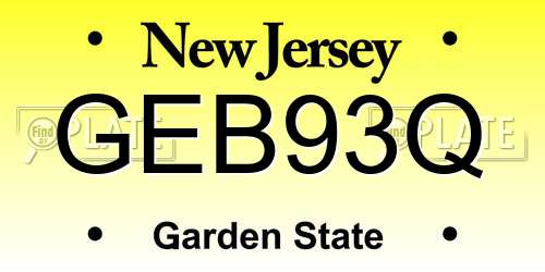 GEB93Q New Jersey License Plate