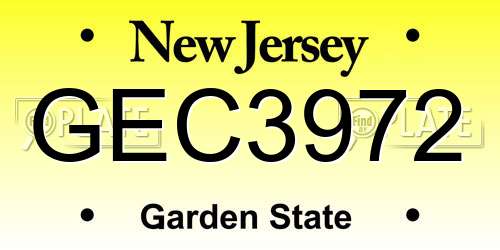 GEC3972 New Jersey License Plate