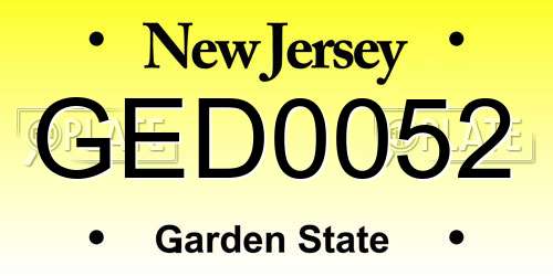 GED0052 New Jersey License Plate