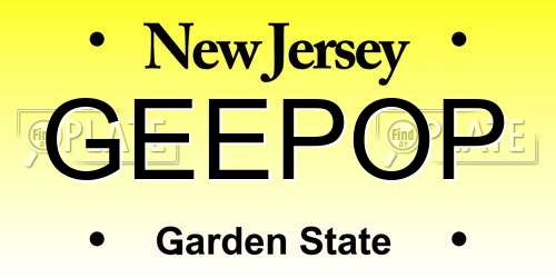 GEEPOP New Jersey License Plate