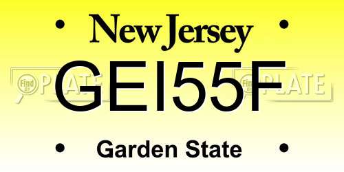 GEI55F New Jersey License Plate