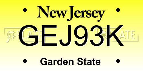 GEJ93K New Jersey License Plate