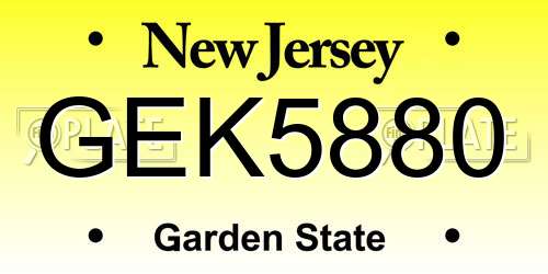 GEK5880 New Jersey License Plate