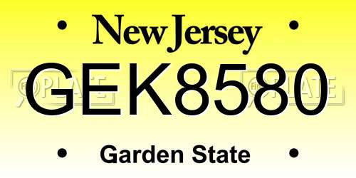 GEK8580 New Jersey License Plate