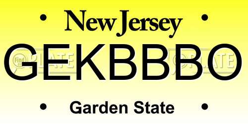 GEKBBBO New Jersey License Plate