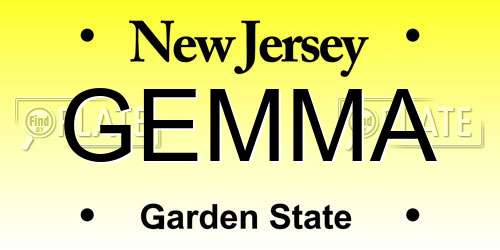 GEMMA New Jersey License Plate