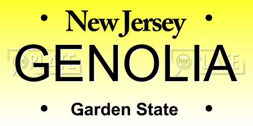 GENOLIA New Jersey License Plate