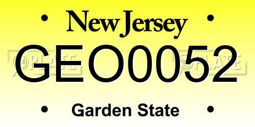 GEO0052 New Jersey License Plate