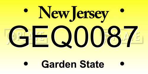 GEQ0087 New Jersey License Plate