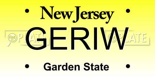 GERIW New Jersey License Plate