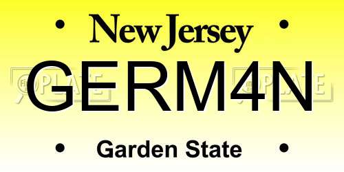 GERM4N New Jersey License Plate