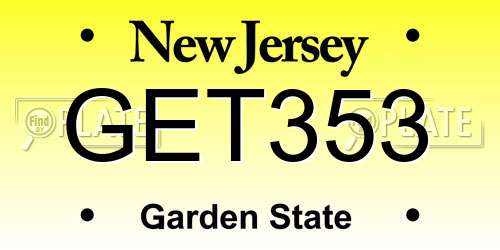 GET353 New Jersey License Plate