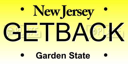 GETBACK New Jersey License Plate