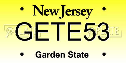 GETE53 New Jersey License Plate