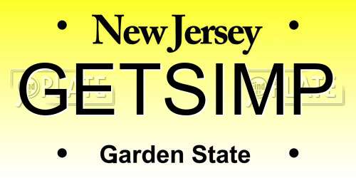 GETSIMP New Jersey License Plate