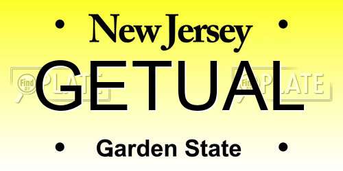 GETUAL New Jersey License Plate