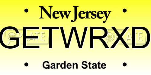 GETWRXD New Jersey License Plate