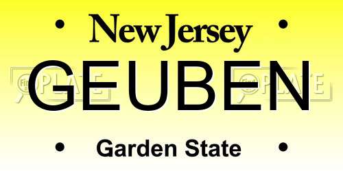 GEUBEN New Jersey License Plate