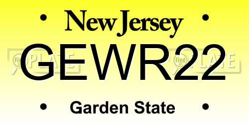 GEWR22 New Jersey License Plate