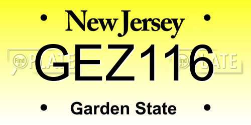 GEZ116 New Jersey License Plate