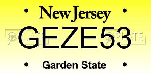 GEZE53 New Jersey License Plate