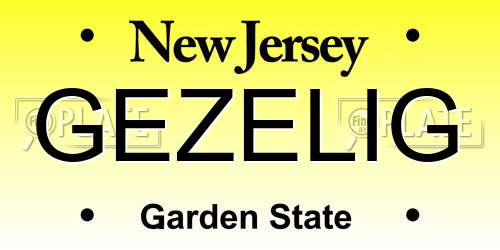 GEZELIG New Jersey License Plate