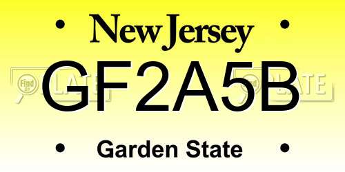 GF2A5B New Jersey License Plate