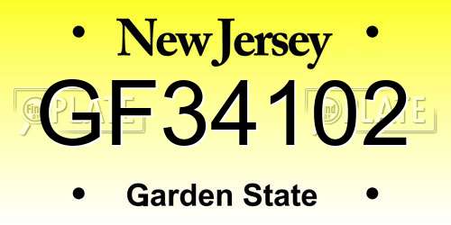 GF34102 New Jersey License Plate